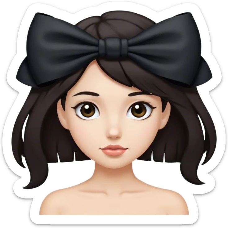 dark hair luxury female wearing black bow in hair sticker