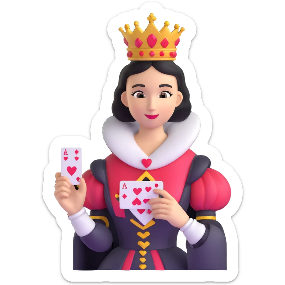 Queen of Hearts from Alice in Wonderland, holding a playing card sticker