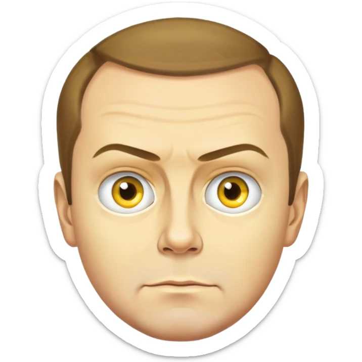 photorealistic portrait of Dmitry Medvedev as an emoji, round yellow face, very detailed and realistic, serious look sticker