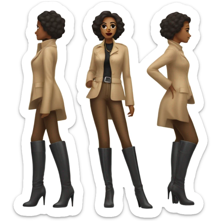 Create emoji of a word a lady down the street in very high heel CFM Boots sticker
