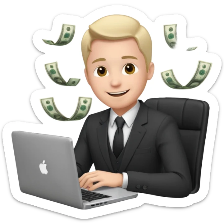 aktien experte er sitz am laptop und verdient durchs traden geld

geld sollte um ihn herum sein sticker