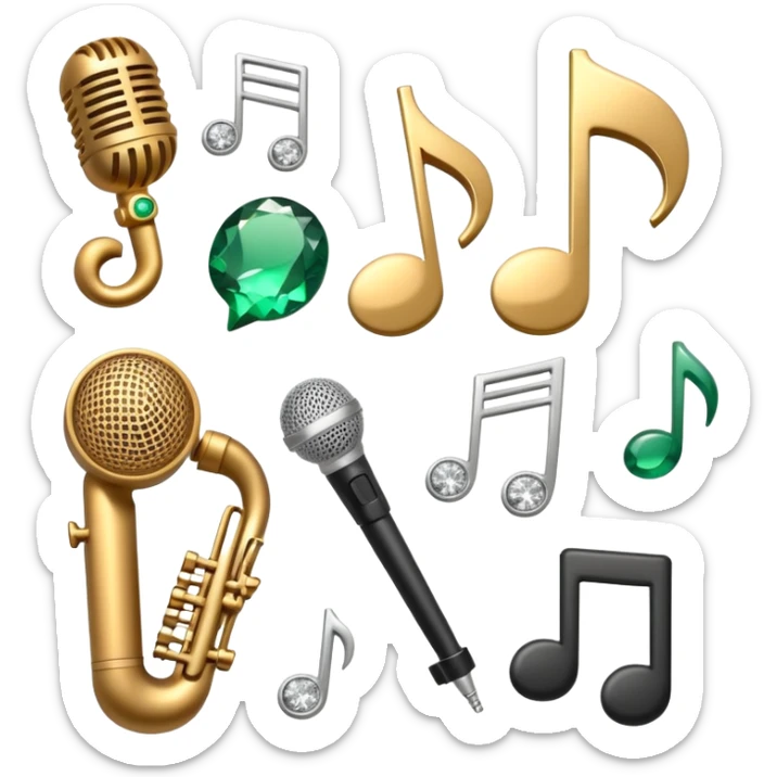 In the “songCount” “friendsTime” “listeningTime” theme, there were a total of 15 emoji designs, each of them had 5 emoji, emoji color tones were colors that were a mixture of mines such as bronze silver gold diamond emerald amethyst, emoji designs will be like this, each name has 5 emojis, for example, “songCount” has 5 different colored emojis, and these emojis are music-related emojis, such as pilak microphone loudspeaker, etc.  sticker