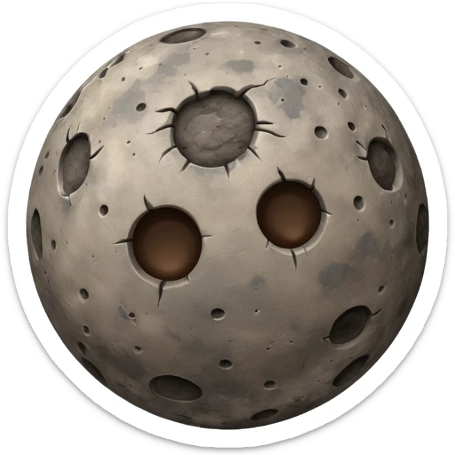 round emoji of Mercury, rocky gray with brownish tones, heavily cratered and rough, resembling the real planet's surface sticker