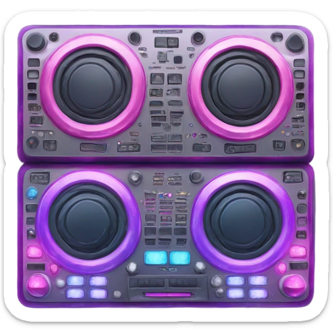 Realistic isolated DJ Sound control board with pink,blue,and purple sparkling diamonds and rhinestones on it. sticker