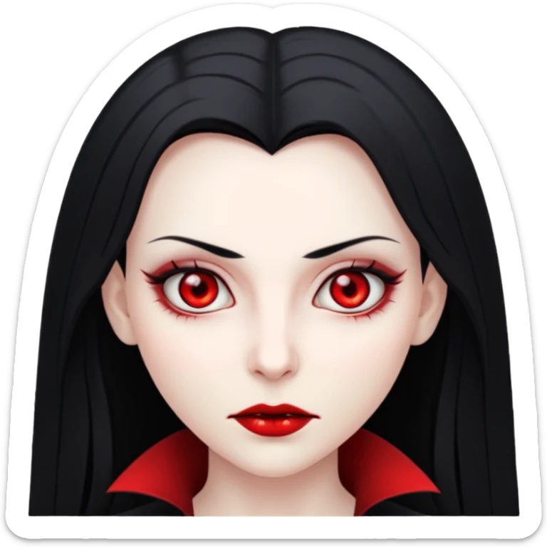 A woman vampire, pale skin, red eyes and black straight hair. sticker
