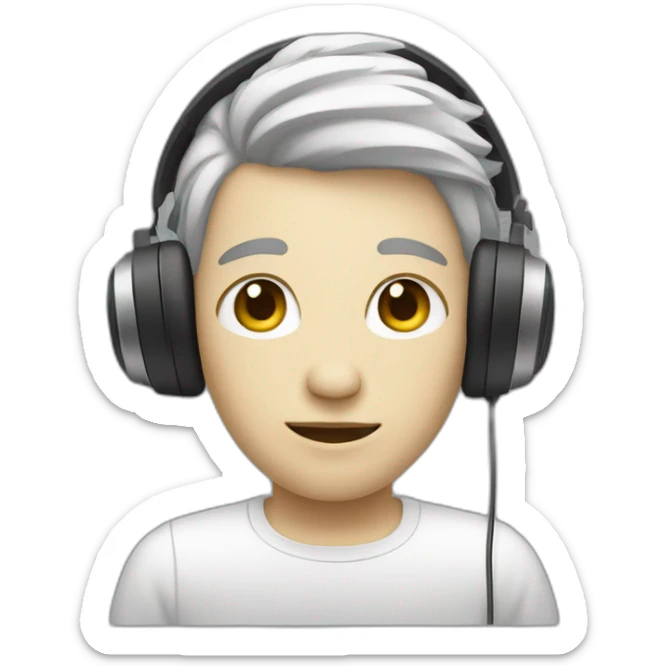 small hair white skin tone person listening to music  sticker