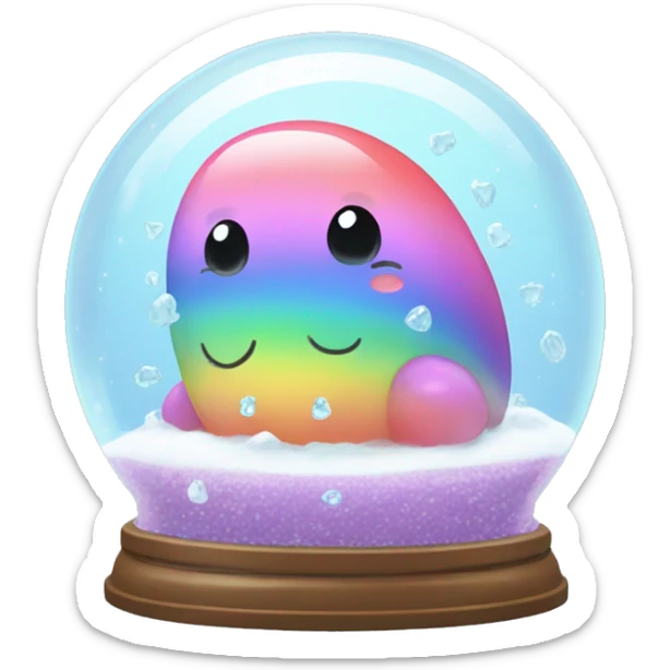 Kawaii rainbow pastel bedazzled bean with big butt in an under the sea snow globe  sticker