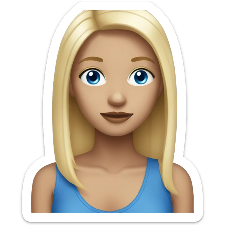 girl with blonde hair and blue eyes straight hair sticker