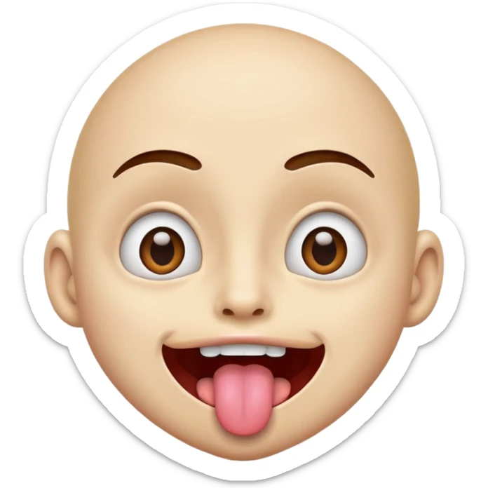 Tongue out emoji, eyes wide open and looks excited sticker