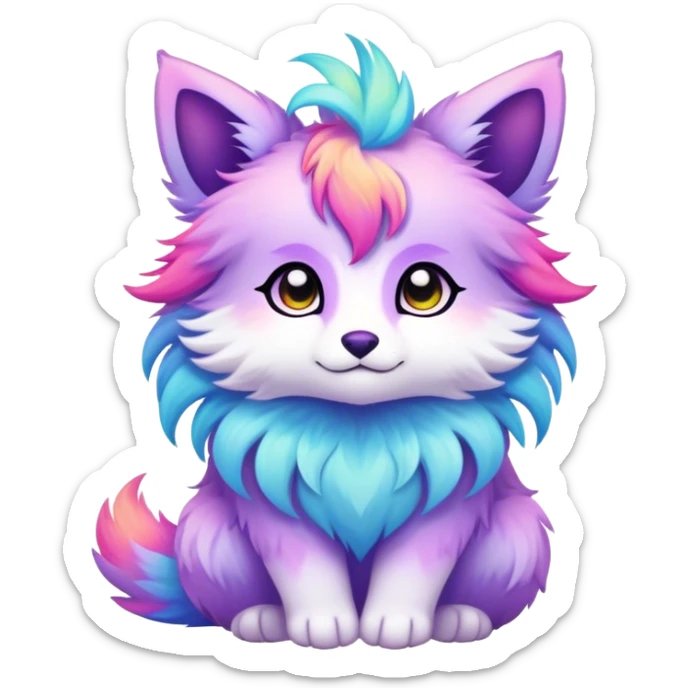 Kawaii bright fantasy ethereal anthro fursona animal sticker