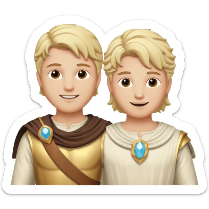 Castor and Pollux, The Twin Gods from Gods and Goddesses with blonde hair, cream outfit sticker