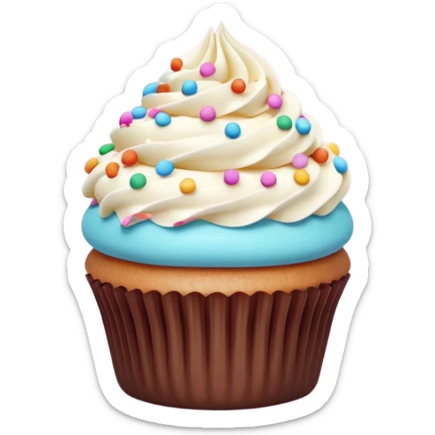 A 3D cartoon poster design advertising cupcakes, with bright pastel colors, clean text and borders, soft background, realistic Memoji-style layout. sticker