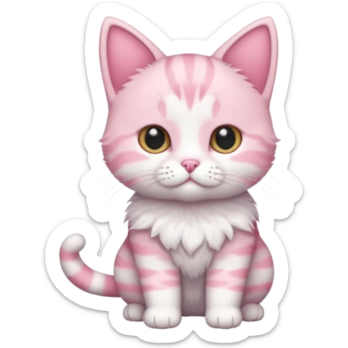 full body of baby American Wirehair pink cat  sticker