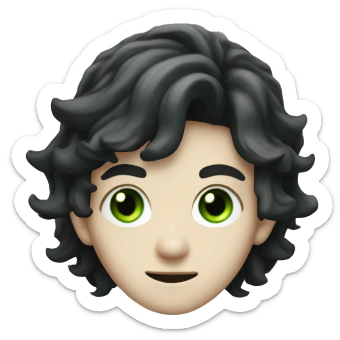 teenage white-skinned wizard with black hair green eyes in green disgue sticker