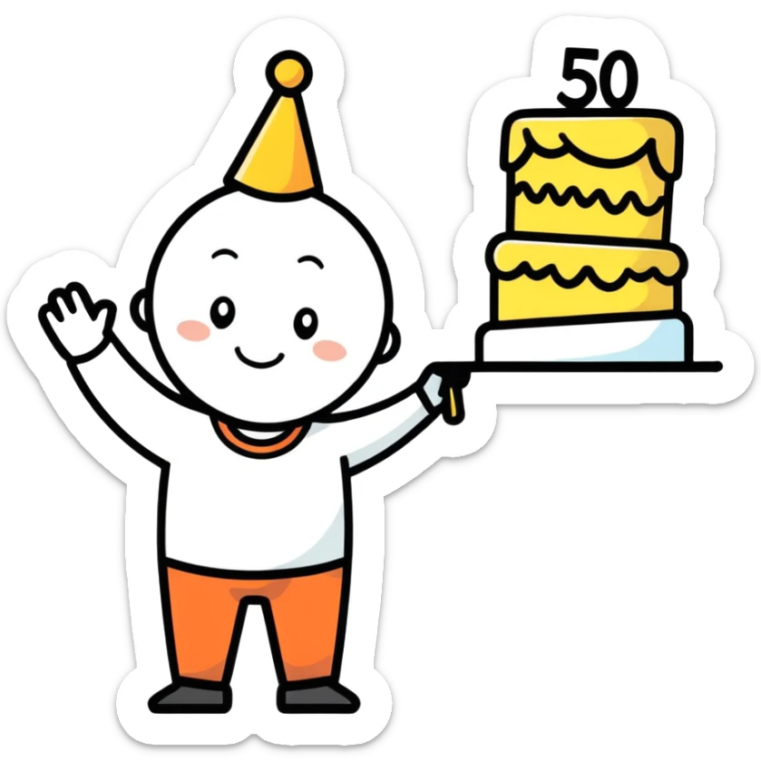 Cinquentou, parabenizando alguem que esta fazendo 50 anos sticker