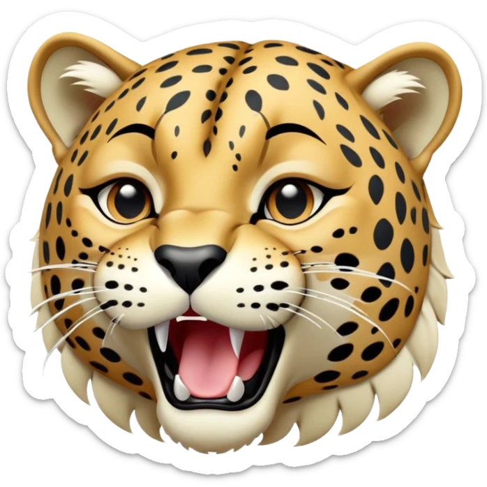 cinematic-realistic-yawning-young jaguar-portrait-emoji,-head-tilted-slightly-with-a-dramatic,-wide-open-yawn,-showcasing-a-lithe,-graceful-build-with-distinctive-rosette-patterns-and-sleepy,-half-closed-eyes,-simplified-yet-irresistibly-adorable, realistic sticker