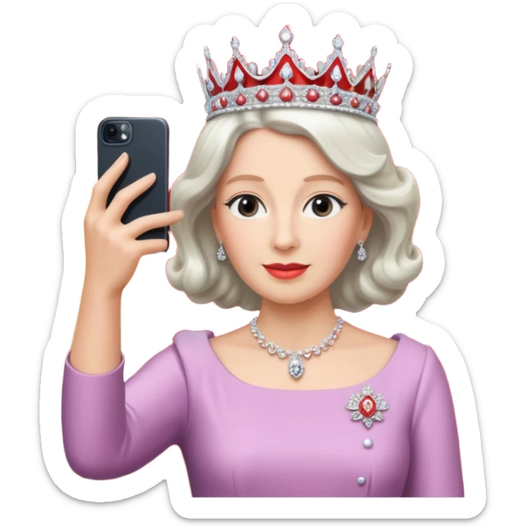 someone who's taking a selfie in a room with the wax figures of the queen elisabeth the II sticker