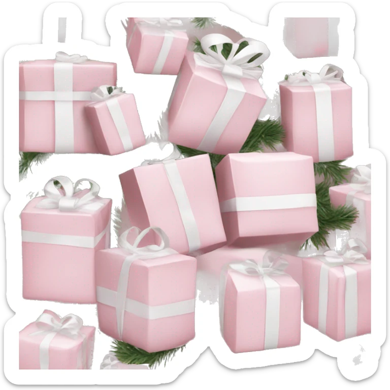 Light pink Christmas gifts under a white Christmas tree  sticker