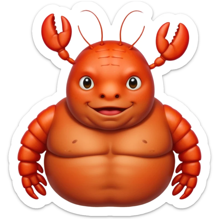 fat British person on holiday with a bright red sunburn all over his body, like a lobster or tomato sticker