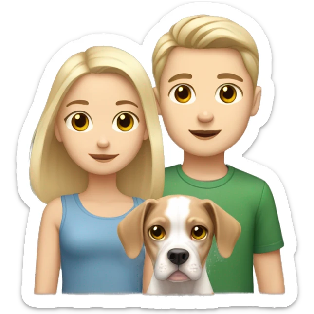 blondy girl with brown hair boy with light beagle and gray sphynx sticker