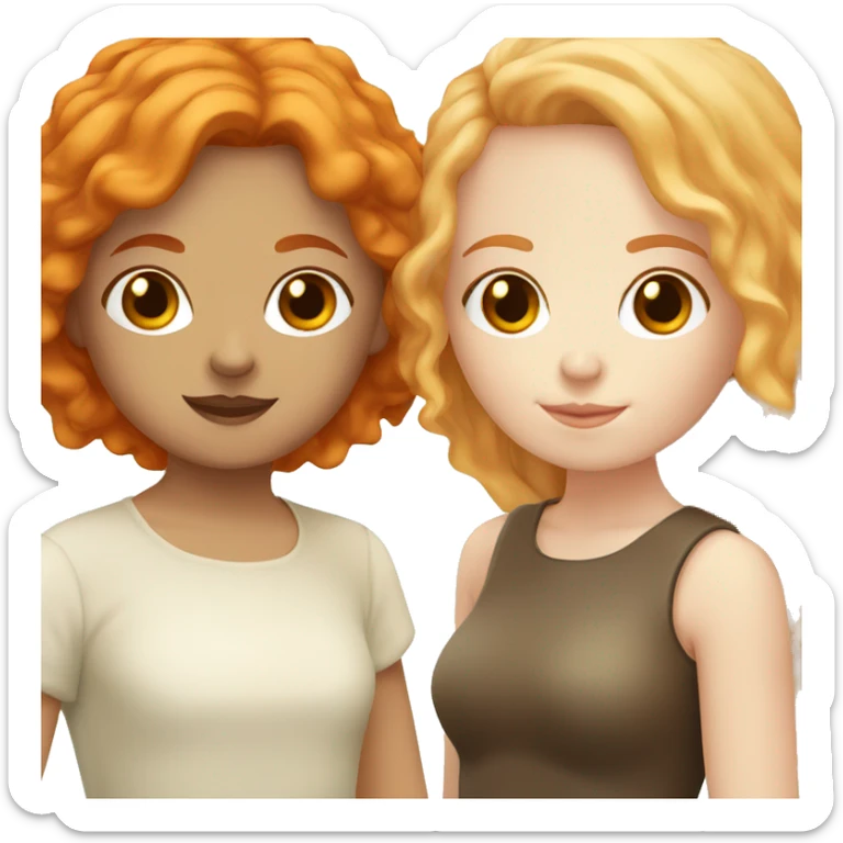 two girls in italian glass one with orange hair and pale skin and the other with brown hair  sticker