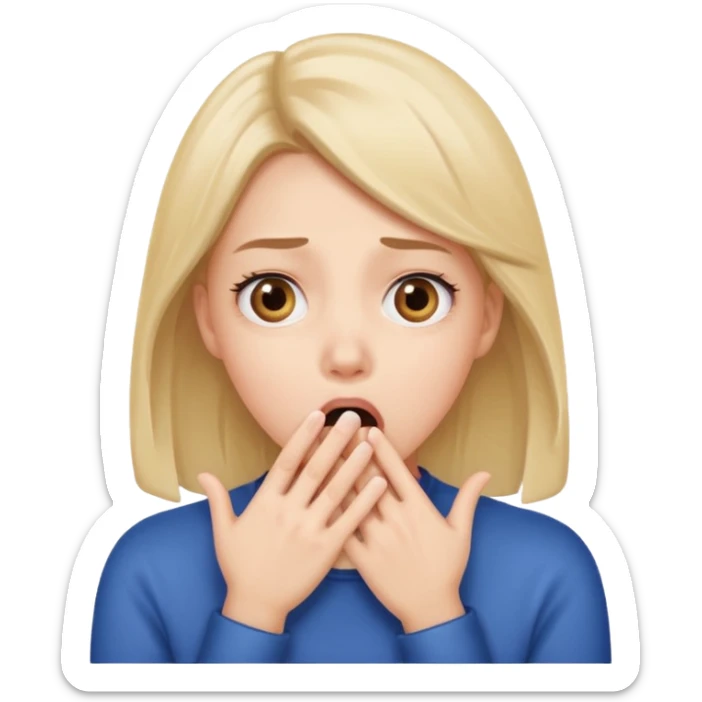 Shocked girl coveribg her mouth but enjoys the drama lowkey sticker