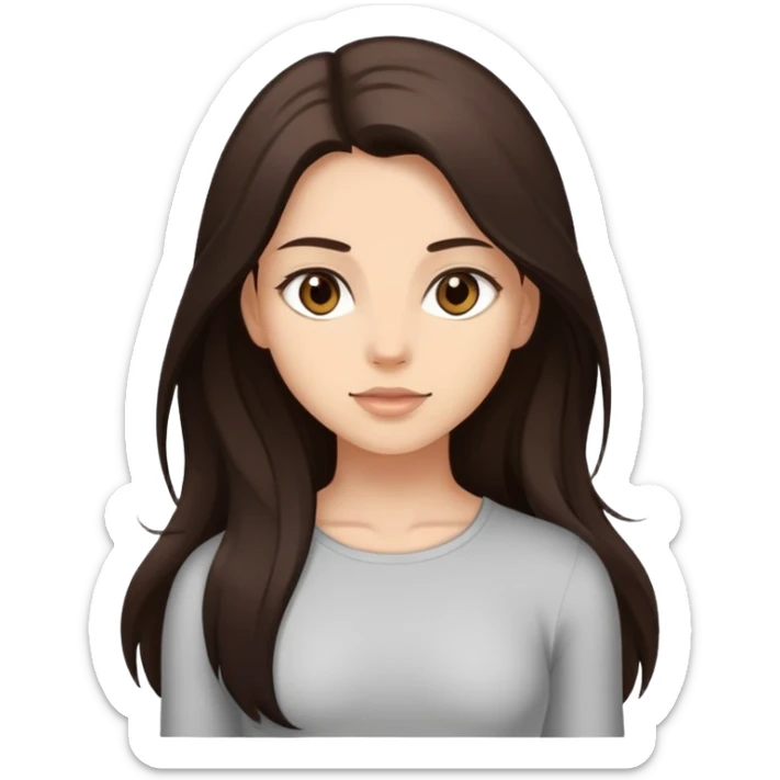 a girl with a fit and nice body with drak brown long hair and light skin and light brown eyes sticker