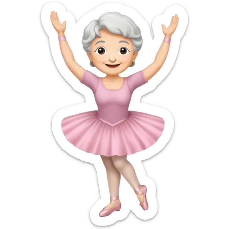 smiling grandma in ballet shoes, arms raised sticker
