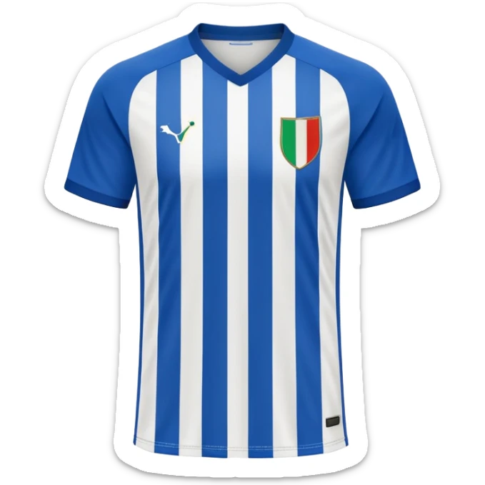 White and blue striped soccer jersey, Italian football team style sticker
