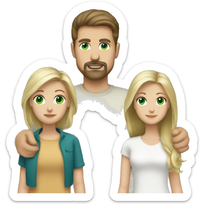 Brown hair green eyes goatee man with blonde girl blue eyes sticker