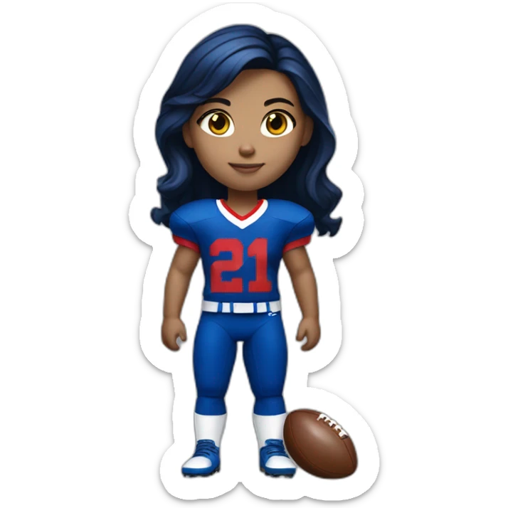 Girl with blond black hair and white skin wearing crimson and ultramarine football uniforms sticker