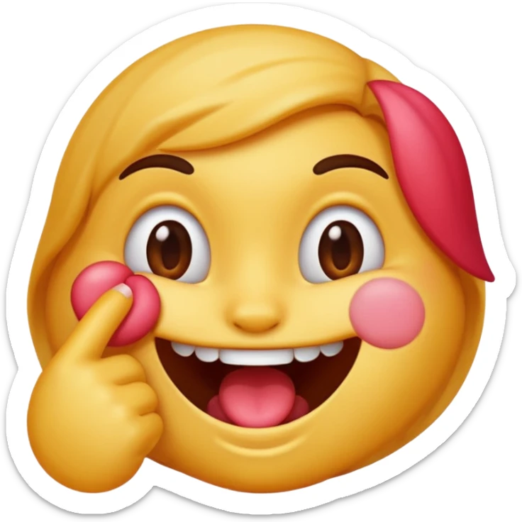 Emoji dragueur qui se mort le doigt en souriant avec les joues roses sticker