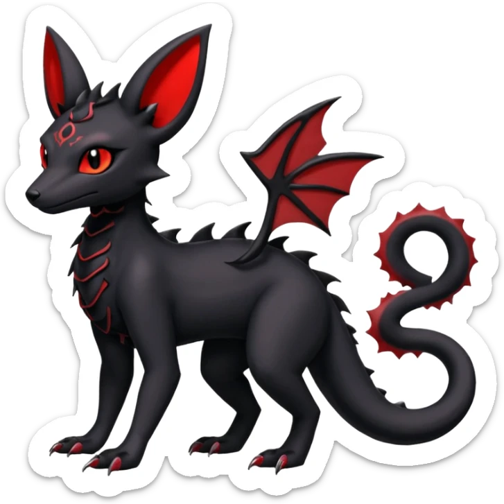 Edgy gothic dark Magmatic Salandit-Umbreon-Amaura-hybrid-fusion (full body) sticker