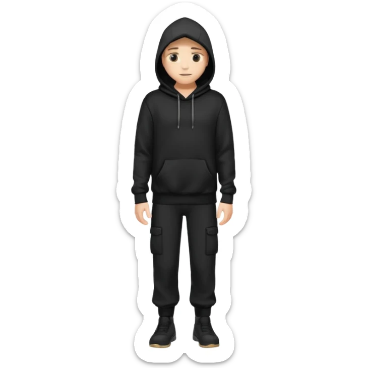 fullbody Mysterious man in black hoodie, hands in pockets and black pants sticker