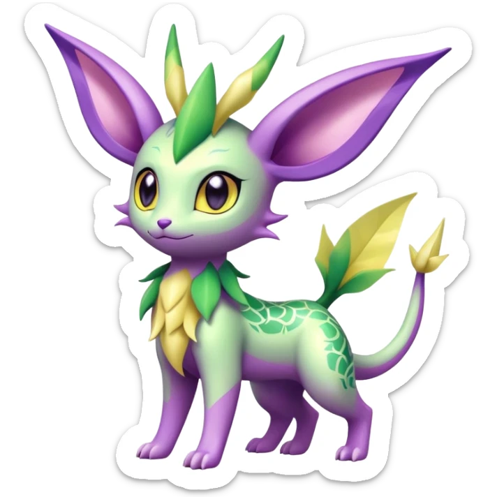 Shiny Exotic Cute Adorable Majestic Ethereal Sparkly Flygon-Espeon-Leafeon-Shaymin-Hybrid-Creature with pattern-markings sticker