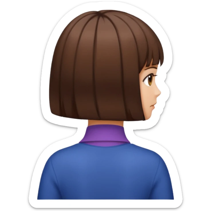 short hair image of a girl in back view sticker