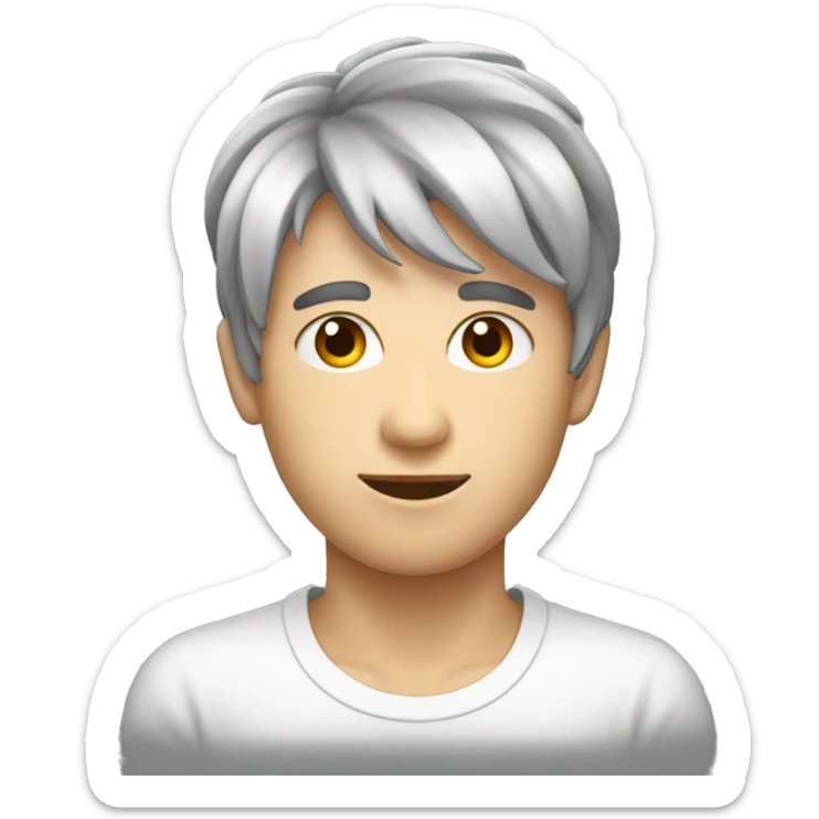 Emoji d’un homme avec des couettes les cheveux noirs la peau blanche et les yeux noirs sticker