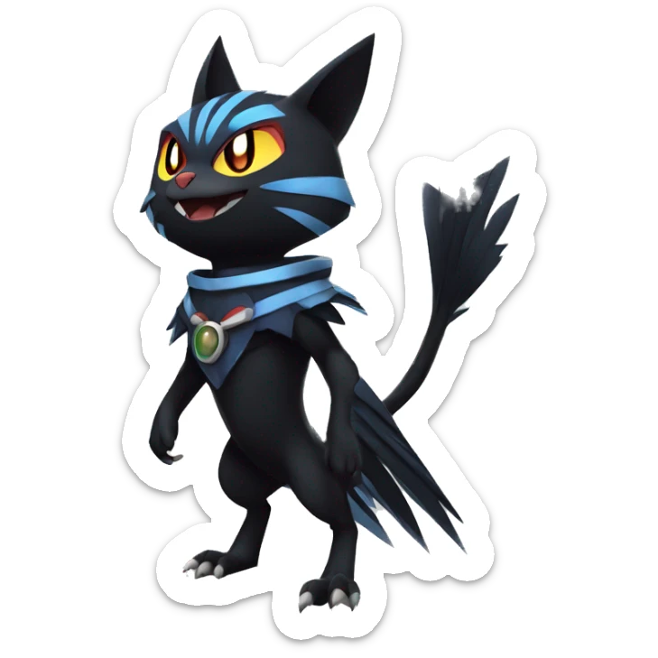 Cool Anthro Black Noibat-Quilava-Litten-Pokémon with edgy stripes Full Body sticker