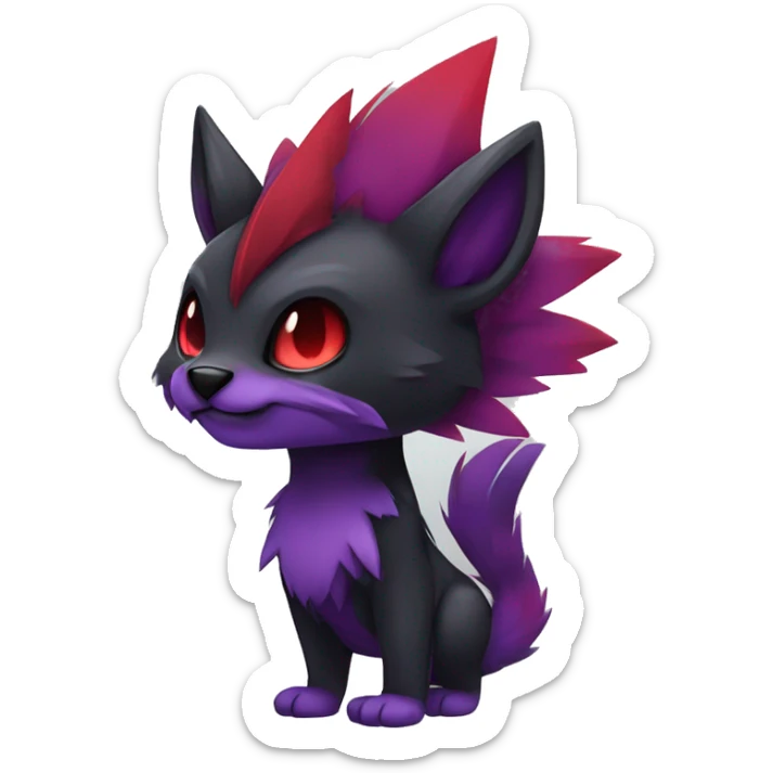 Cute cool dark punk black red purple animal hybrid Fakemon full body sticker