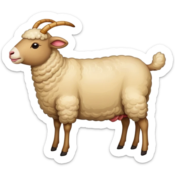 Xinjiang whole roasted lamb on spit with spices, simplified emoji style with bold outlines and bright colors, cartoon style entire cooked sheep sticker