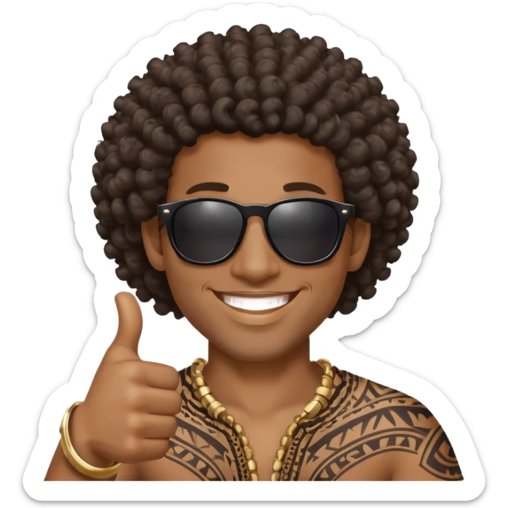 Black tribal man with curly hair wearing sunglasses smiling thumbs up sticker