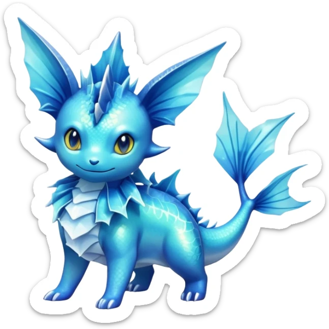 Shiny Exotic Colorful Vaporeon-Amaura-Aurorus-Fakémon-hybrid-creature (full body)  sticker
