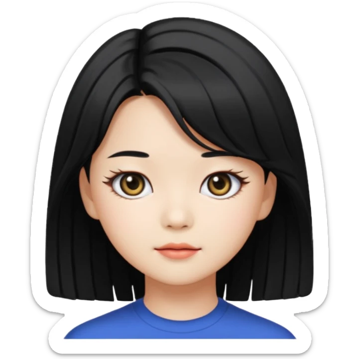 portrait emoji of Jeongyeon from TWICE, long black hair, big eyes sticker