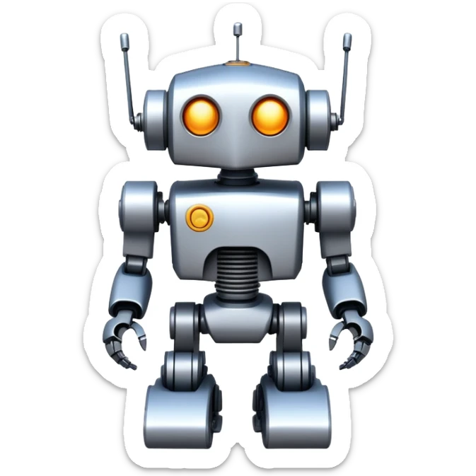 A sturdy, reliable robot with reinforced metal parts and excellent construction. High-quality, durable robot that never breaks down. sticker
