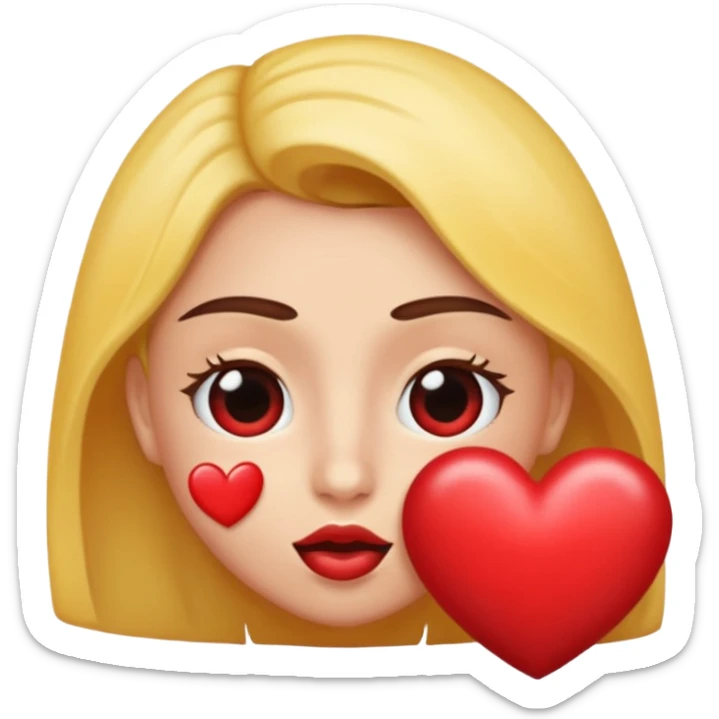 creame un emoji de una carita titando un beso de corazon hacia adelante sticker