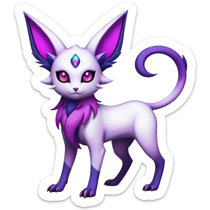 Shiny Exotic Badass Mysterious Gothic Colorful Espeon-Absol-Pokémon-Fakémon-hybrid-creature (full body) sticker