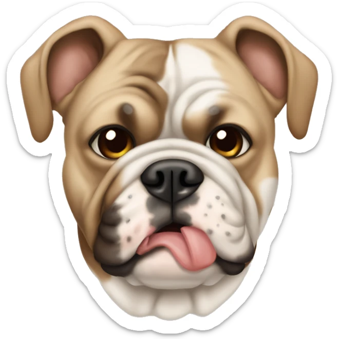 The Foancuzky bulldog is beige in color with brown spots on the muzzle sticker