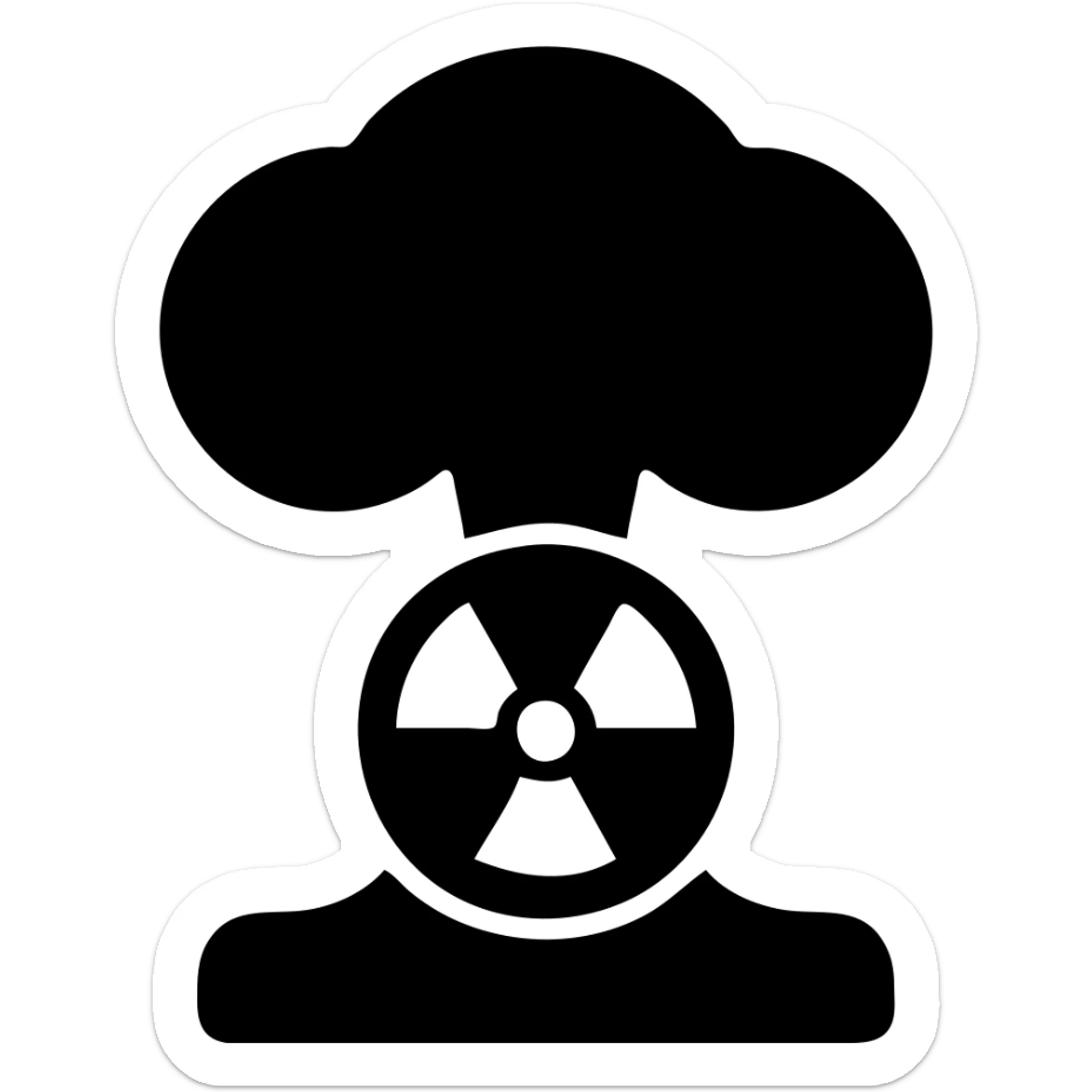 Add a radioactive symbol to the nuke symbol, keep it bold and clear, modern icon style, no background. sticker
