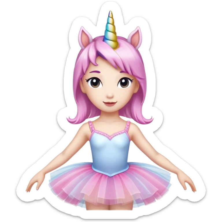 anthropomorphised female unicorn ballerina, head and shoulders, straight on, standard pose sticker