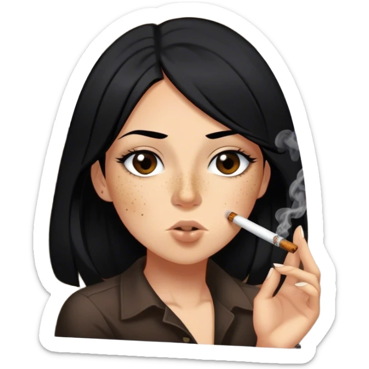 girl with black hair freckles button nose brown eyes smoking a huge blunt hanging out of a black nissan altima sticker